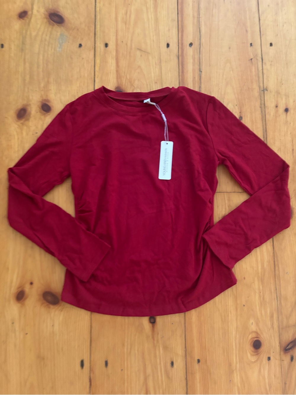 NWT Darong Burgundy Ruched Long Sleeve Top L